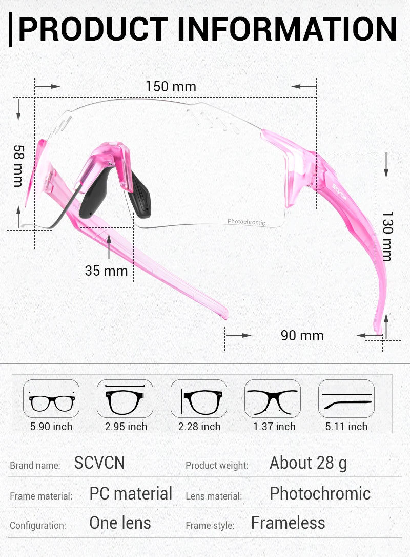 SCVCN Photochrome fahrrad Radfahren brille UV400 Fahrrad reiten Brillen Sport MTB Outdoor Sport Golf Camping Fahren Okulare