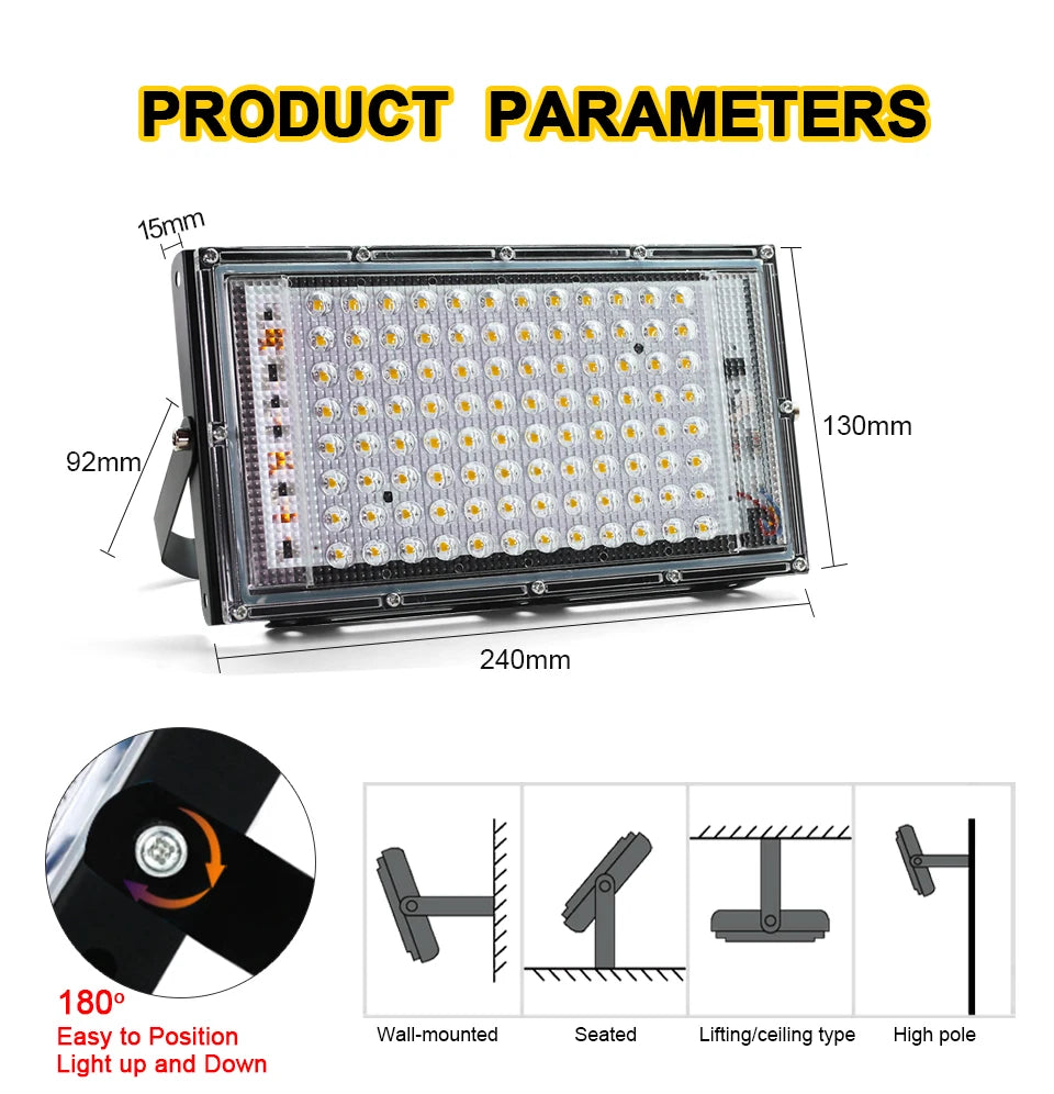 LED Flutlicht 50W 100W 150W IP65 Wasserdicht 220V 240V Outdoor Flutlicht Scheinwerfer LED Reflektor straße Lampe Garten Beleuchtung