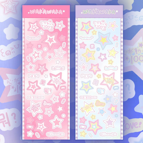 1 Blatt niedliche bunte Sternmuster-Aufkleber, DIY-Scrapbooking-Aufkleber, Kpop Idol, Fotokarte, Deko-Materialien, koreanischer Stil
