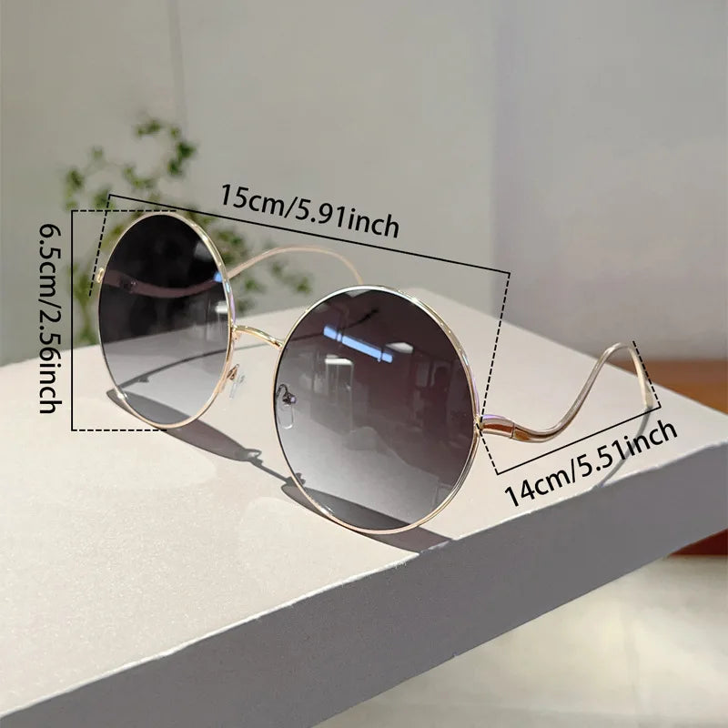 Übergroße runde Sonnenbrille für Damen, neue Mode, Vintage-Stil, Farbverlauf, Retro, trendig, luxuriös, stilvolles Design