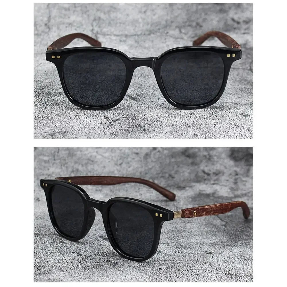 Trendige Retro-Sonnenbrille mit Holzmaserung – polarisierter UV-Schutz für Männer und Frauen, perfekt für Radfahren und Straßenfotografie im Freien