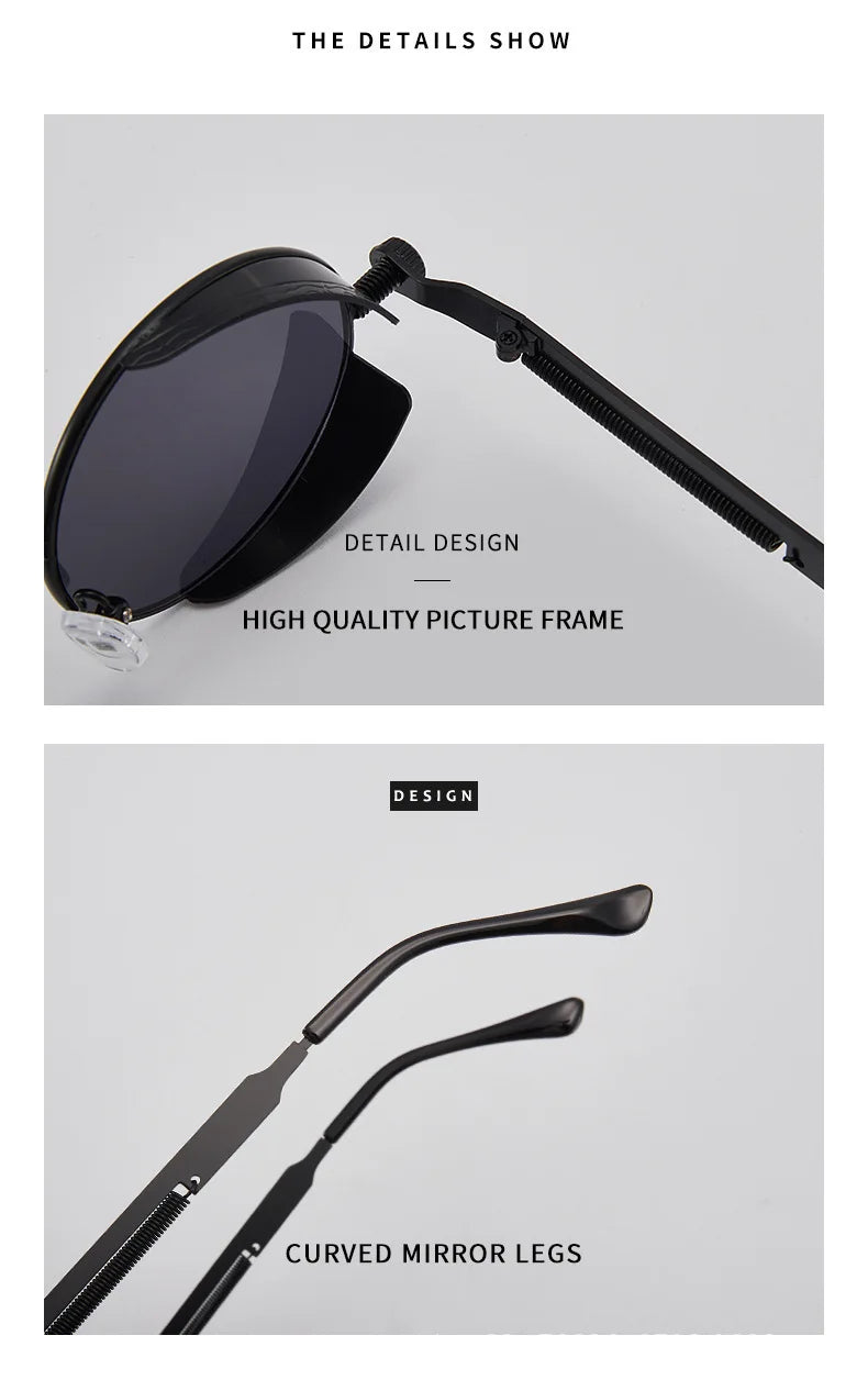 Klassische Steampunk Sonnenbrille Männer Frauen Retro Gothic Runde Herren Sonnenbrille Mode Punk Party Fahr schirme Lunette de Soleil
