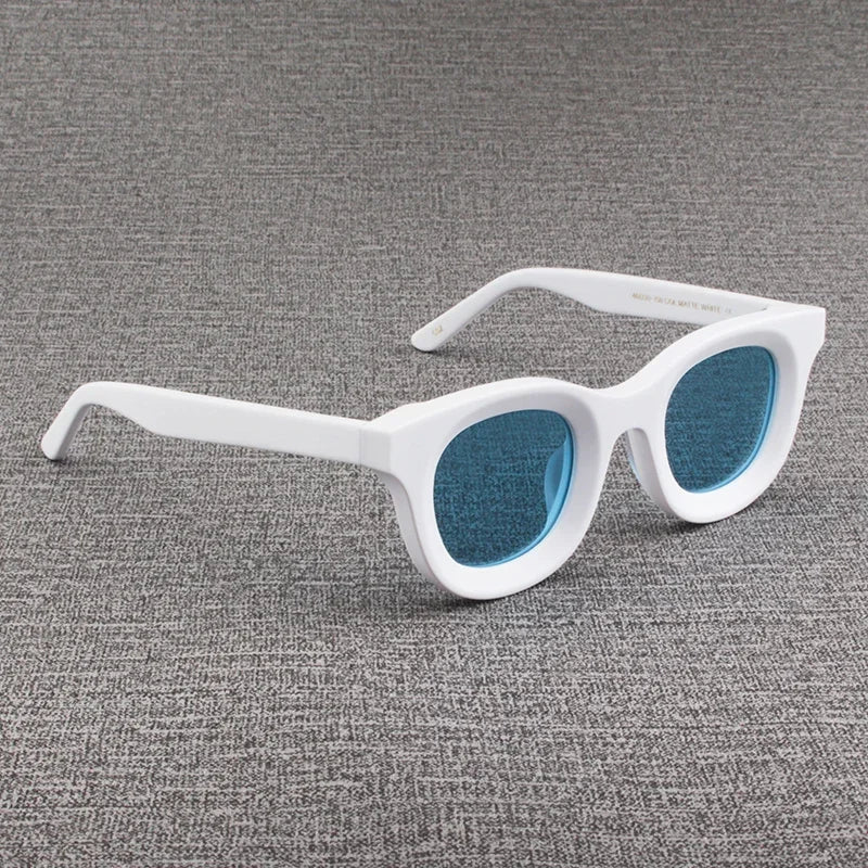 2024 Retro-Sonnenbrille für Damen und Herren, modisch, Acetat, quadratisch, grau, grüner Rahmen, matt gefrostet, UV400, handgefertigte Sonnenbrille