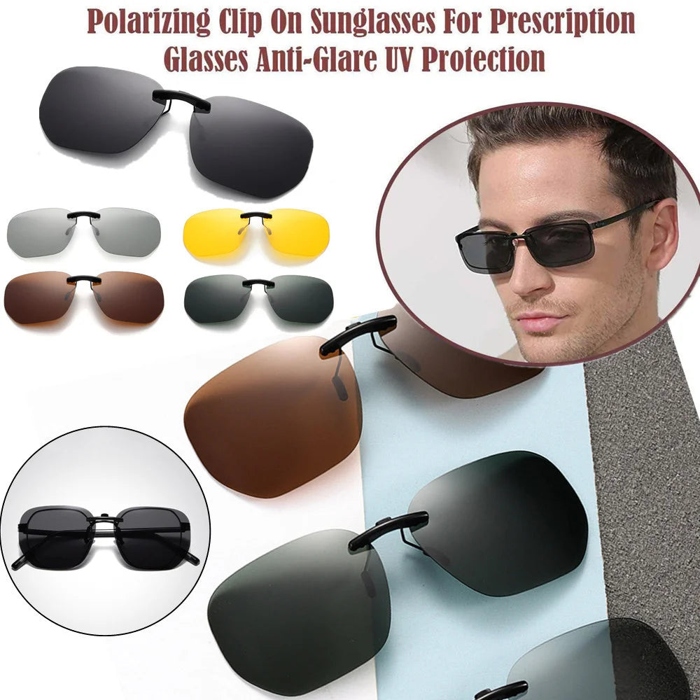 Quadratischer Clip auf Sonnenbrille Frauen polarisierte schwarze Linse uv400 Nachtsicht fahren Männer Brille Clips Anti Blendung Vintage Brille