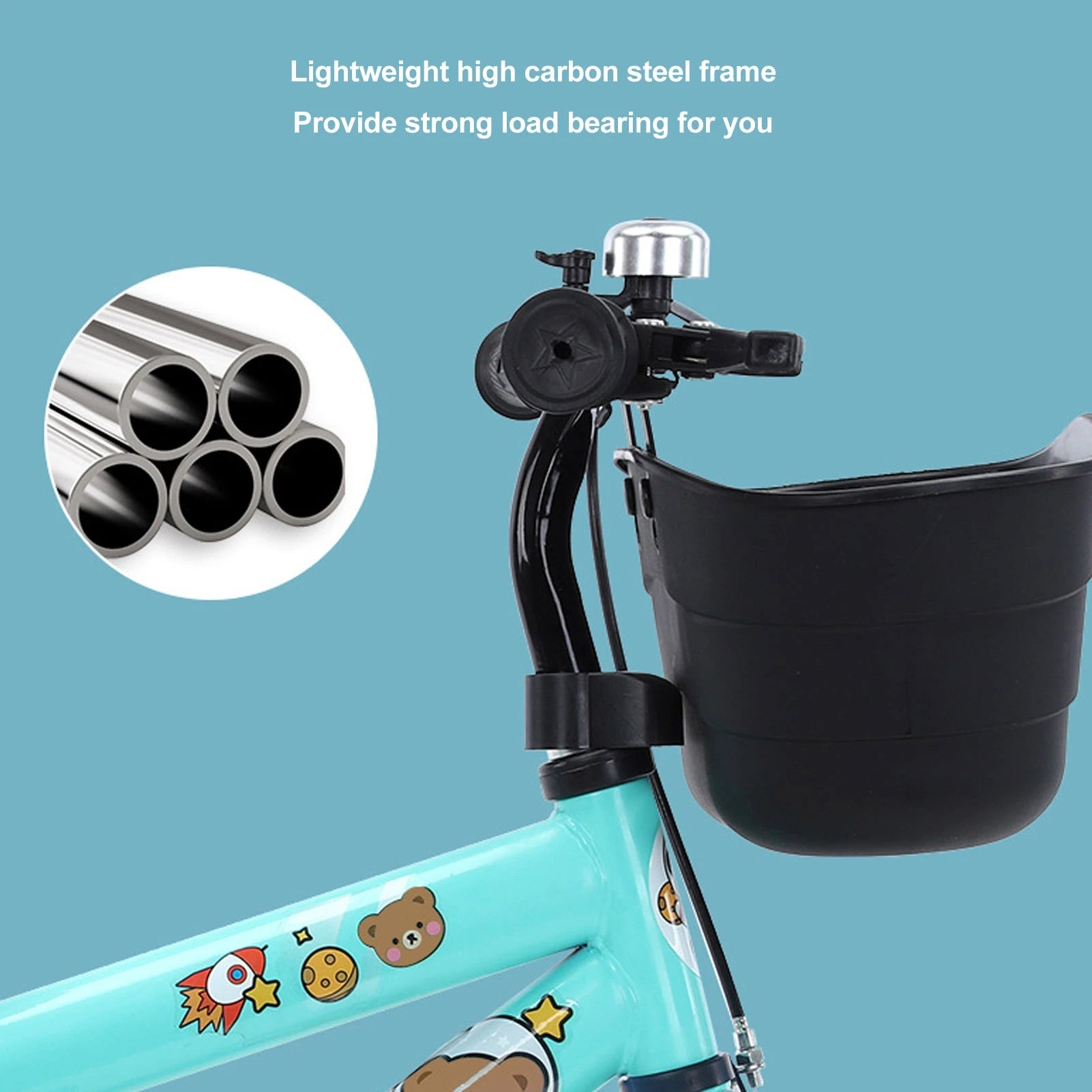 12-Zoll-Kinderfahrrad, stabiles Reiten, Rahmen aus Kohlenstoffstahl, Babyfahrrad mit Stützrädern für Kinder im Alter von 2 bis 6 Jahren, Grün