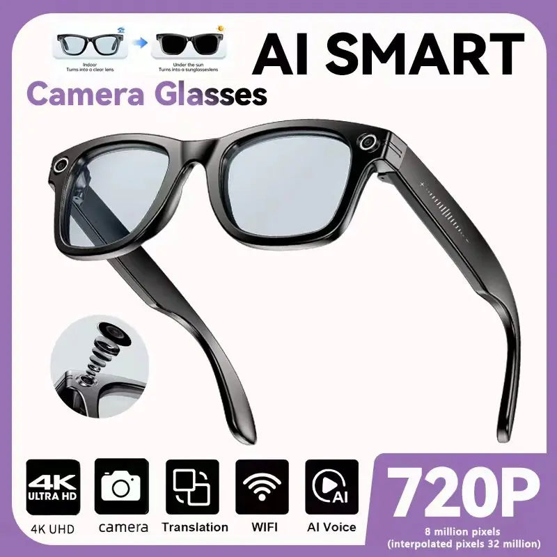 2025 Smart-Sonnenbrille, intelligente Brille mit Kamera, Video, 8 MP, Übersetzung, Bluetooth, Anruf, Musikwiedergabe, Männer und Frauen, Aufnahme ab 100 Jahren