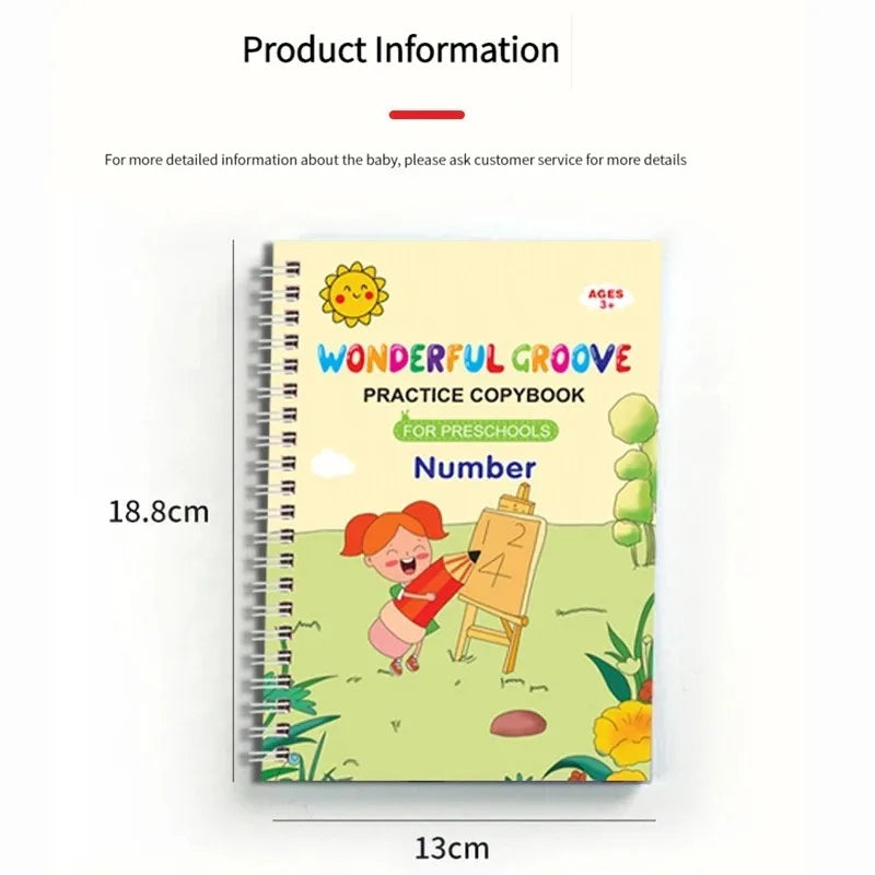4 bücher Stift Magie Kopie Buch Kostenloser Abwischen Kinder Kinder Schreiben Aufkleber Praxis Englisch Copybook Für Kalligraphie Montessori Geschenk