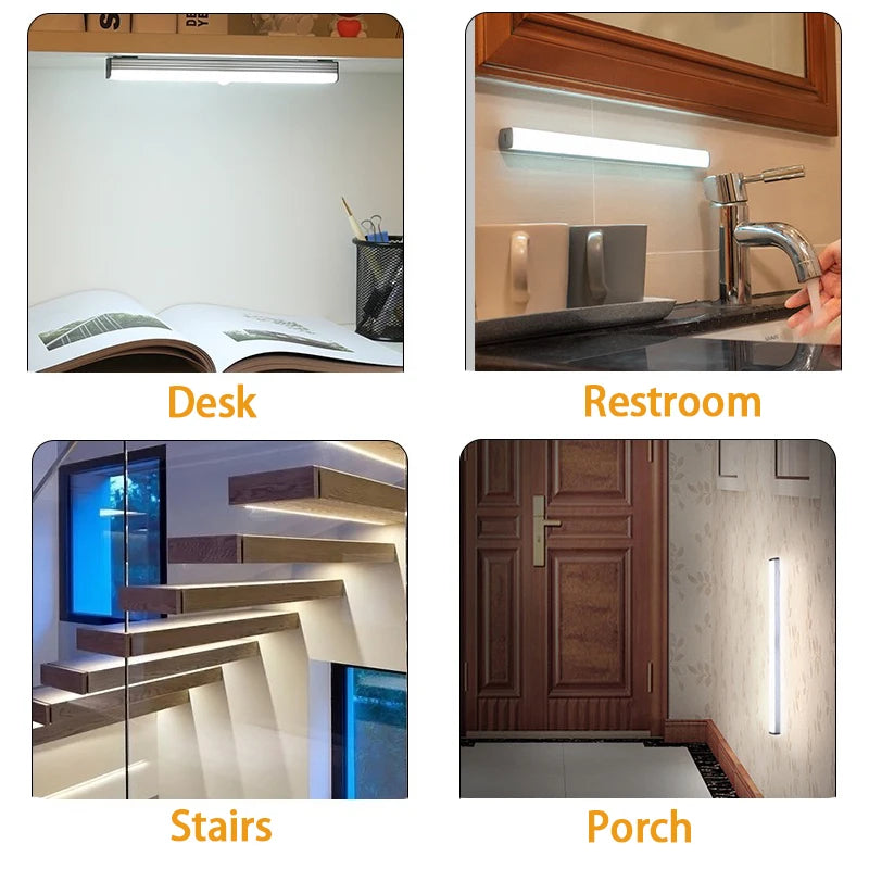 LED Motion Sensor Licht Drahtlose LED Nachtlicht Typ C Wiederaufladbare Licht Schrank Garderobe Lampe Treppe Hintergrundbeleuchtung Für Küche