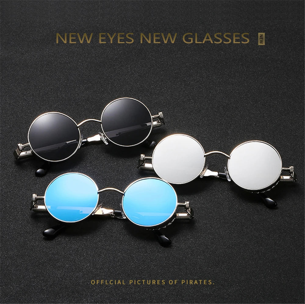 Vintage Steampunk Rote Sonnenbrille Männer Runde Punk Legierung Metall Retro Sonnenbrille Frauen Brille Gothic Stil Shades Brillen