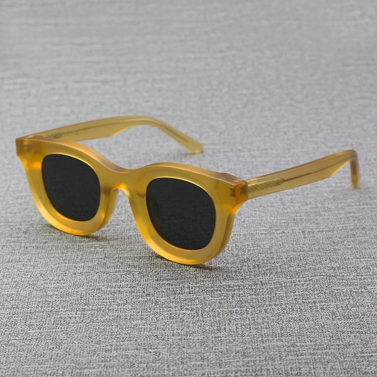 2024 Retro-Sonnenbrille für Damen und Herren, modisch, Acetat, quadratisch, grau, grüner Rahmen, matt gefrostet, UV400, handgefertigte Sonnenbrille