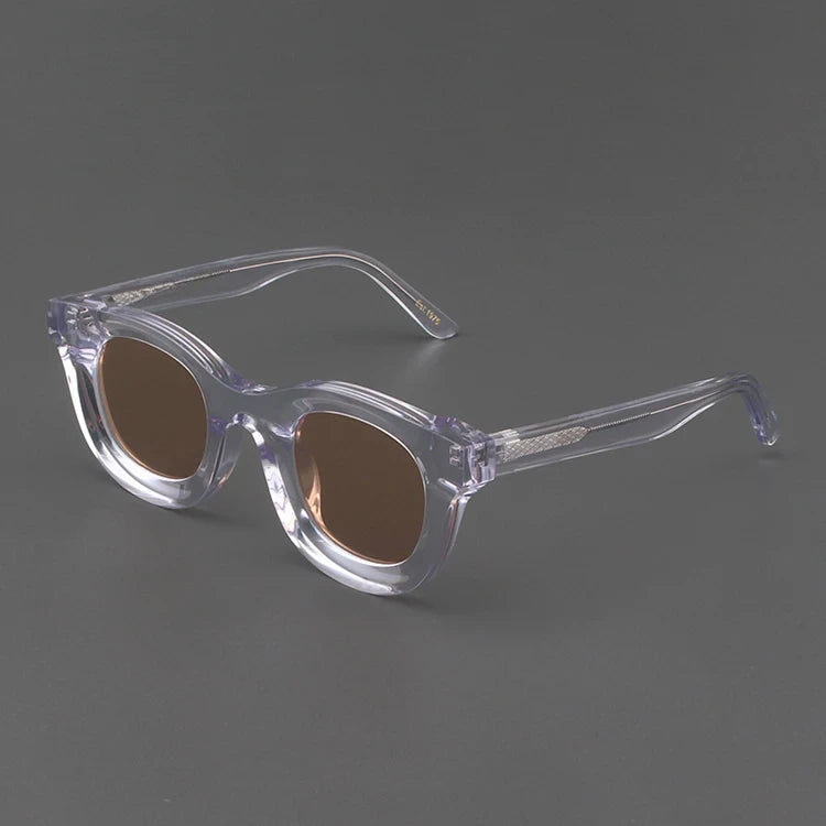 2024 Retro-Sonnenbrille für Damen und Herren, modisch, Acetat, quadratisch, grau, grüner Rahmen, matt gefrostet, UV400, handgefertigte Sonnenbrille