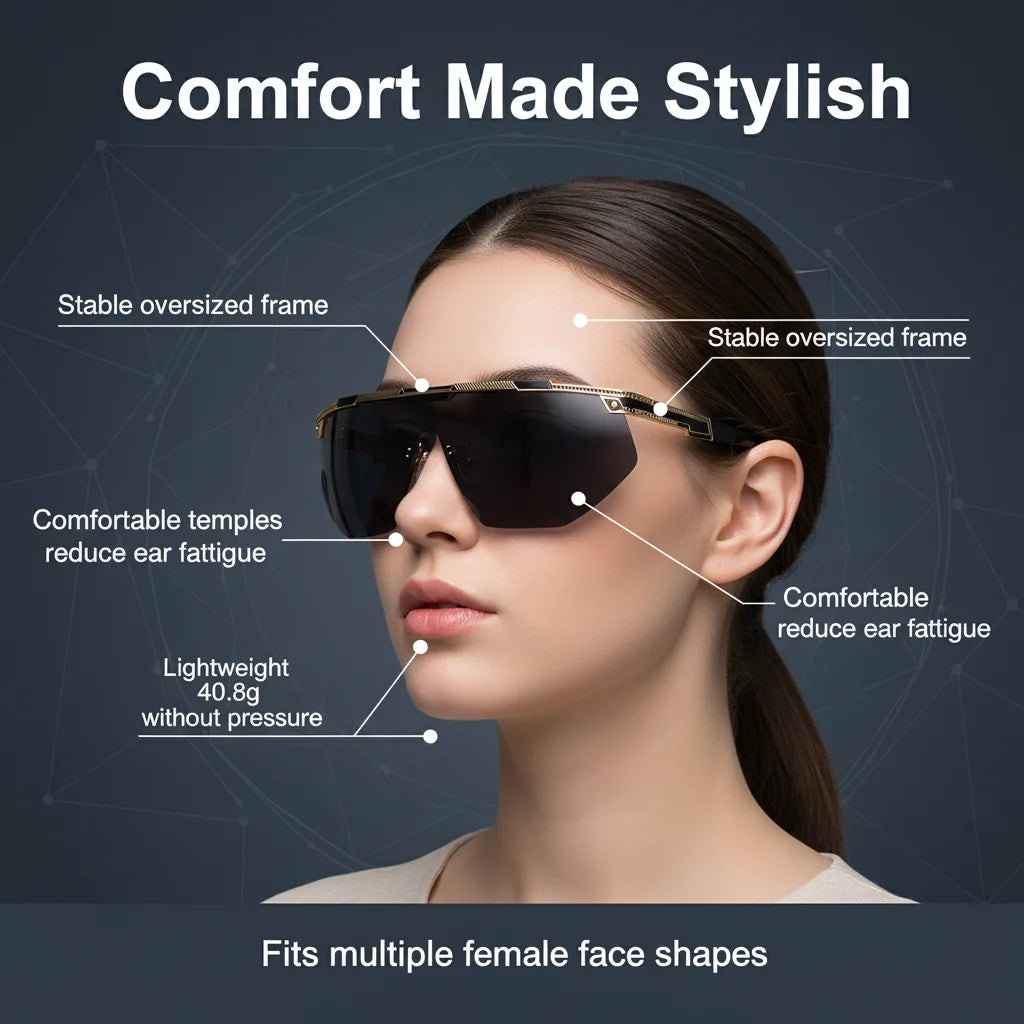Übergroße Sport-Wrap-Around-Sonnenbrille für Damen 2026 – Luxusmarke Steampunk Shield Goggle Mask Sonnenbrille für Damen UV400 Schutz