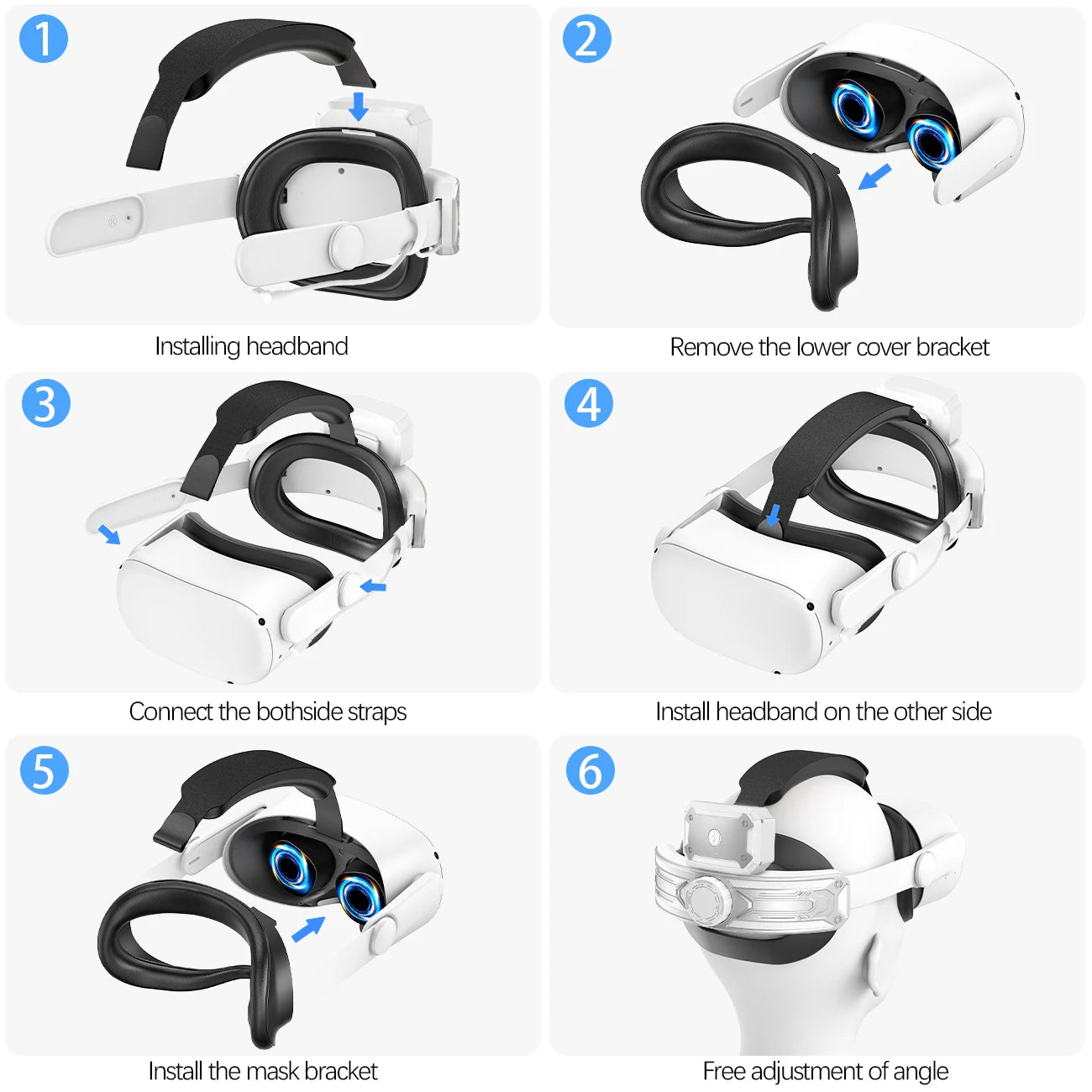 Kopfband mit Akku für Meta/Oculus Quest 2, verstellbares Elite-Gurt-Ersatzzubehör für Oculus/Meta Quest 2