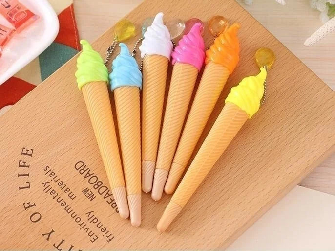6-teiliger süßer Eiscreme-Strass-Süßigkeits-Gelstift für Schreibwaren
