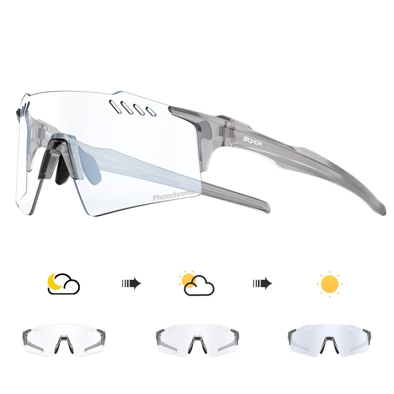 SCVCN Photochrome fahrrad Radfahren brille UV400 Fahrrad reiten Brillen Sport MTB Outdoor Sport Golf Camping Fahren Okulare