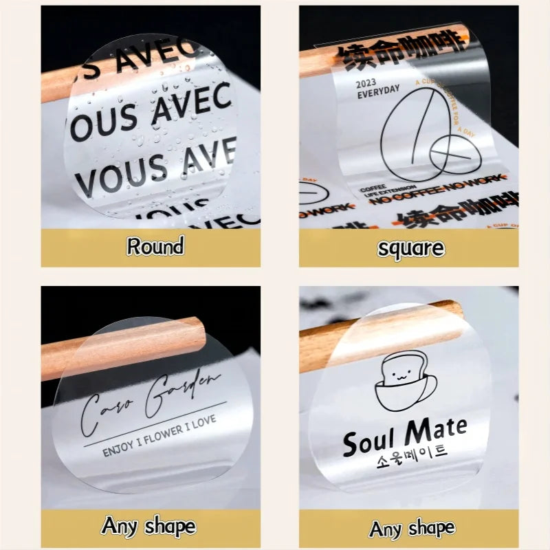 500 Stück transparente Aufkleber, individuelle Aufkleber und individuelle Logo-Aufkleber für Hochzeit, Geburtstag, Taufe. Entwerfen Sie Ihre eigenen Logo-Aufkleber