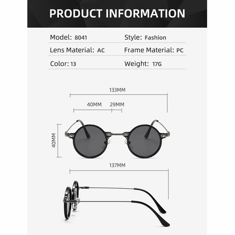 Runde Sonnenbrille für Männer Frauen Retro Steampunk Sonnenbrille männlich weiblich Marke Designer Metallrahmen Brillen Sonnenbrillen oculos de sol