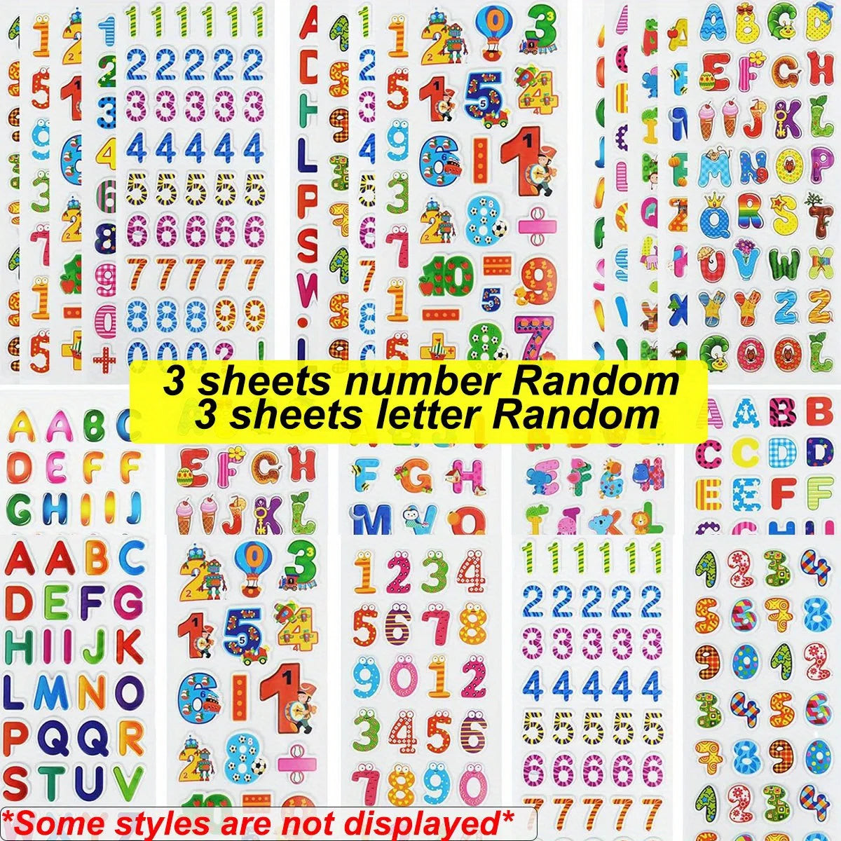 6 Stück Buchstaben Zahlen Aufkleber 3D Puffy Cartoon Alphabet Aufkleber für DIY Handwerk Scrapbook Notebook Label Party Decor ZSY