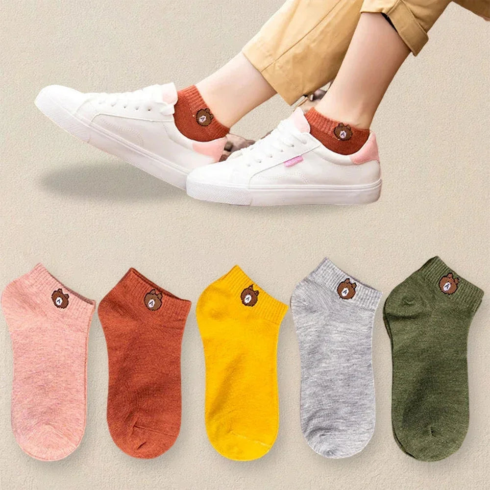 10 Paar Damen-Socken mit Cartoon-Muster, trendige und modische, vielseitige Socken, leichte, atmungsaktive, bequeme Freizeitsocken