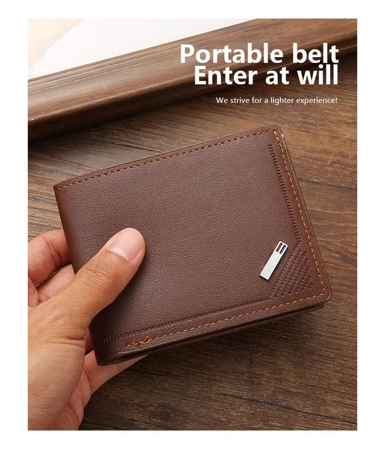 Kurze Herren-Geldbörse aus Leder, dünne Geldbörse, faltbar, minimalistisch, weiches Leder
