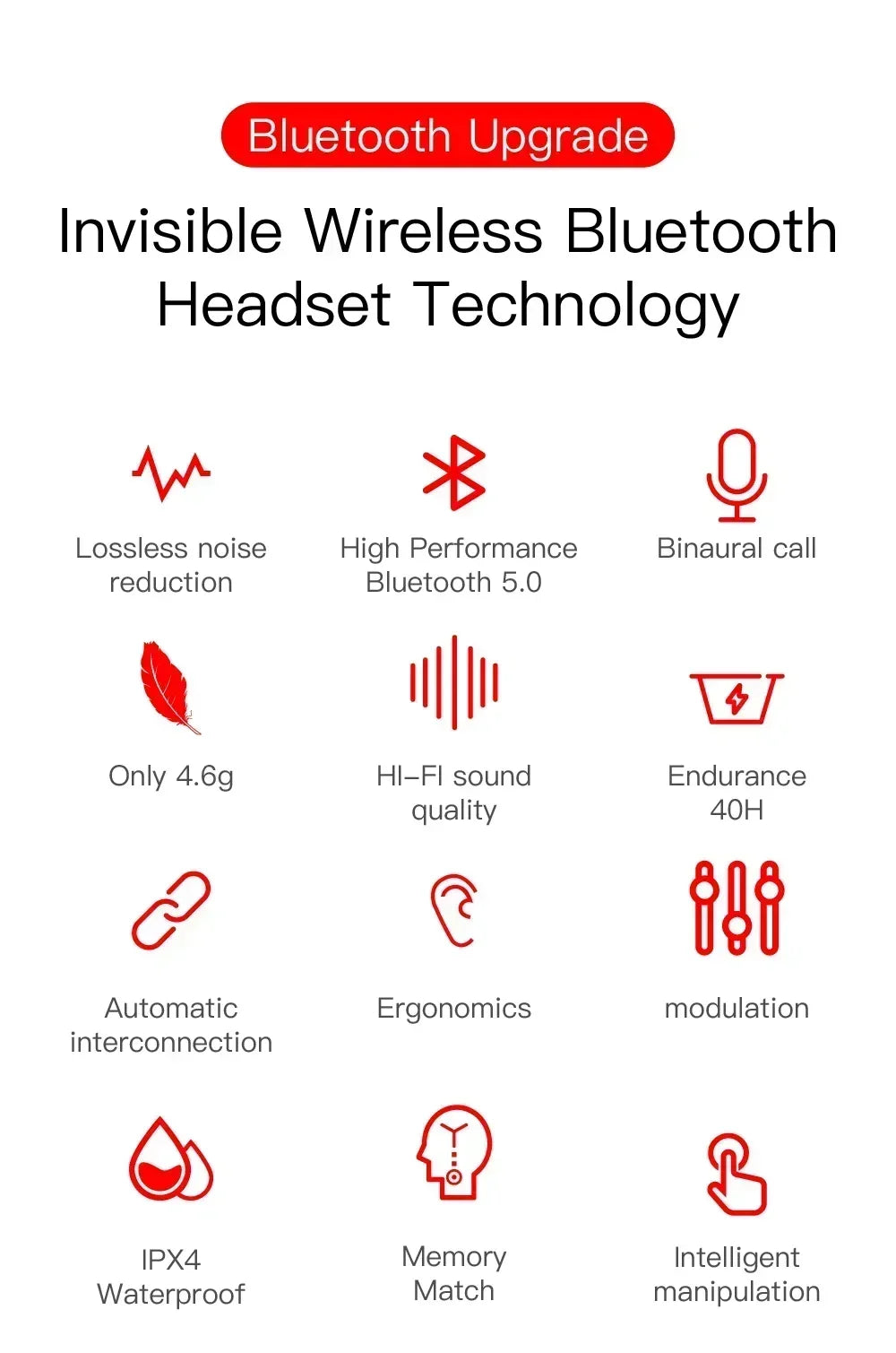 E6S Drahtlose Bluetooth-Kopfhörer TWS Bluetooth-Headset Drahtlose Ohrhörer Ohrhörer mit Geräuschunterdrückung und Mikrofon-Kopfhörer