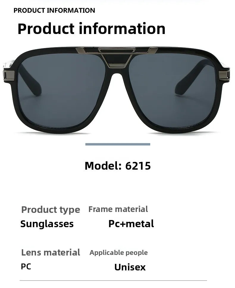 Personalisierte Sonnenbrille mit großem Rahmen für Damen und Herren, elegante Mode, UV-beständig, Straßenfotografie, beliebte Brille
