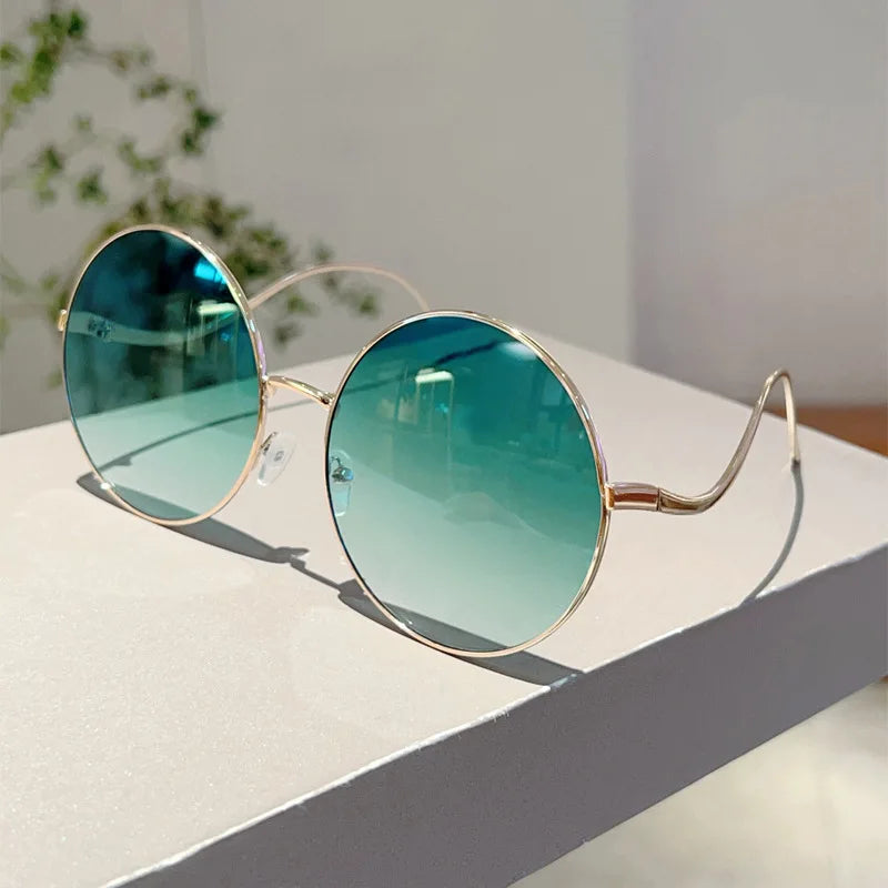 Übergroße runde Sonnenbrille für Damen, neue Mode, Vintage-Stil, Farbverlauf, Retro, trendig, luxuriös, stilvolles Design