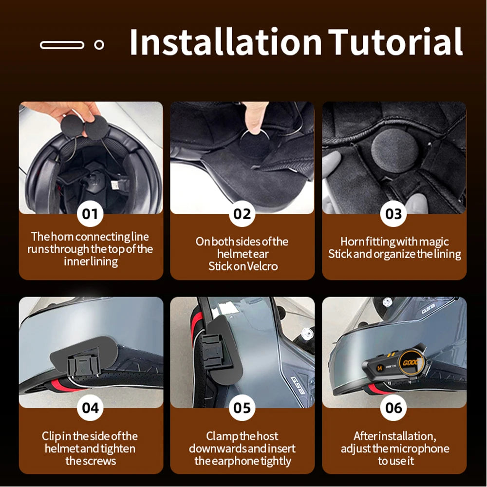 Bluetooth 5,3 Helm Headset Drahtlose Freisprecheinrichtung Telefon Kit Motorrad Wasserdichte Kopfhörer MP3 Musik Player Lautsprecher für Moto