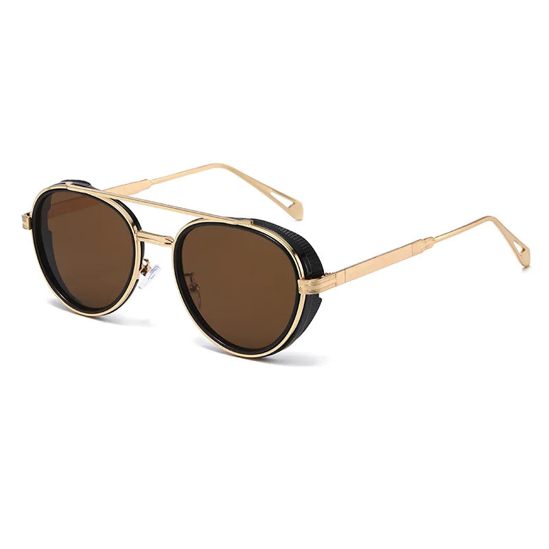 2026 Neue Luxus Steampunk Sonnenbrille, Metallrahmen Ovale Vintage-Brille, Modische Sonnenbrille für Damen, Fahrerbrille für Herren
