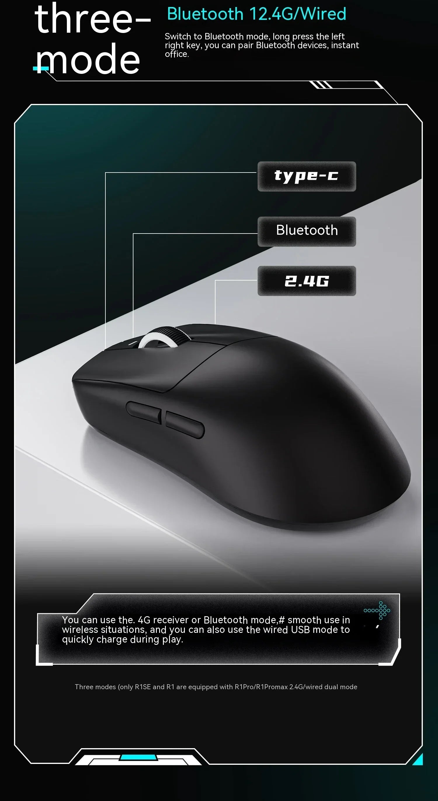 ATK Vxe Dragonfly R1 Maus Schwarz Weiß R1 Se Pro Maus 4K Empfänger Leichte PC Drahtlose Bluetooth Spiel E-sport Zubehör