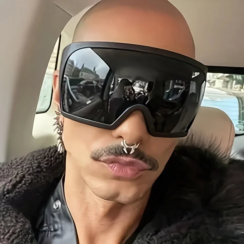 Übergroße Sonnenbrille für Herren, umwickelt, windabweisend, persönlich, große Farbtöne, futuristische Mode, Zukunftsschild, Uv400, Radfahren, Motorrad