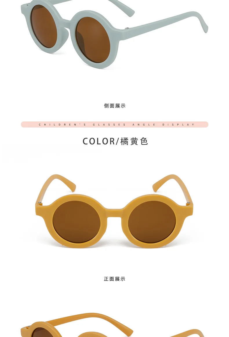 Kindersonnenbrille, runder Rahmen im Einsatzstil, Baby-Sonnenbrille für 1–7 Jahre alte Babys, Sonnenschutz, Sonnenschutz