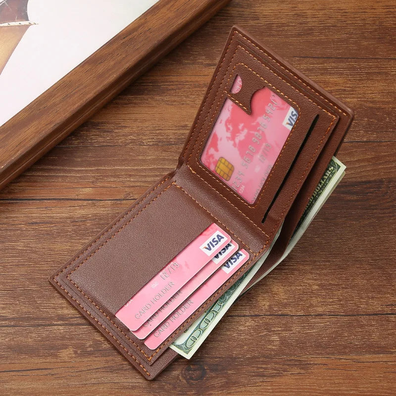 Männer Slim Geld Clip Brieftasche Kreditkarte ID Halter Casual Männlich Leder Kurze Multi-kartenhalter Geldbörsen Geschäftsmann Bifold Brieftasche