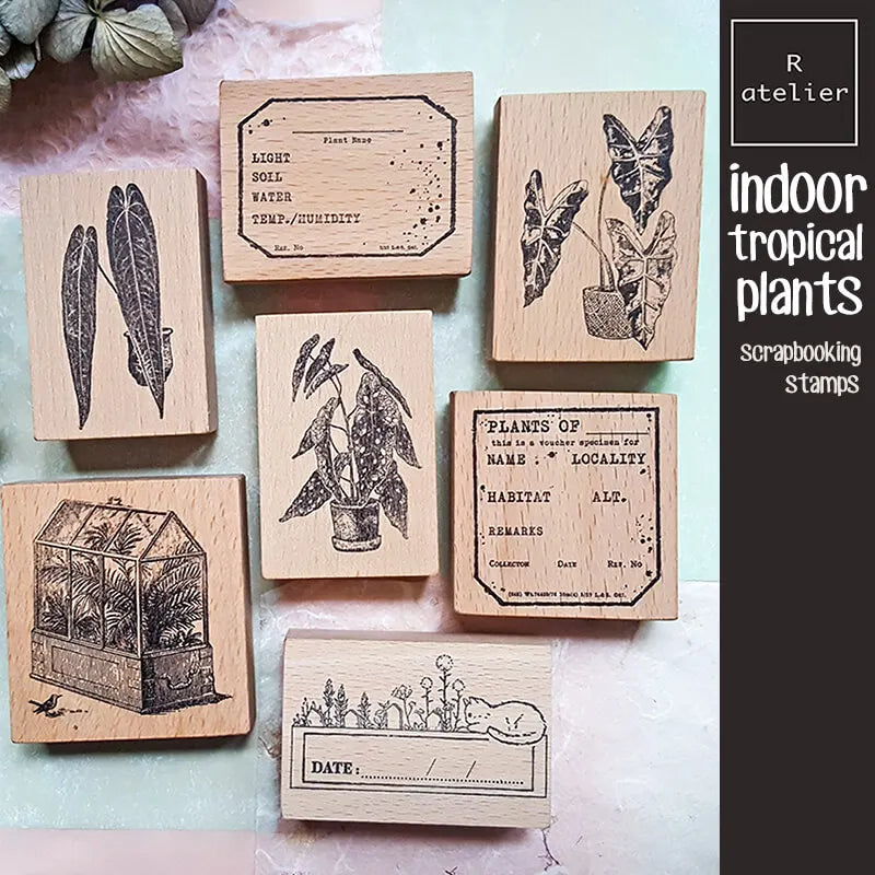 Scrapbooking Stempel Zimmerpflanzenliebhaber Alocasie Anthurium Begonie Tagebuch Dekoration Journaling Holzstempel