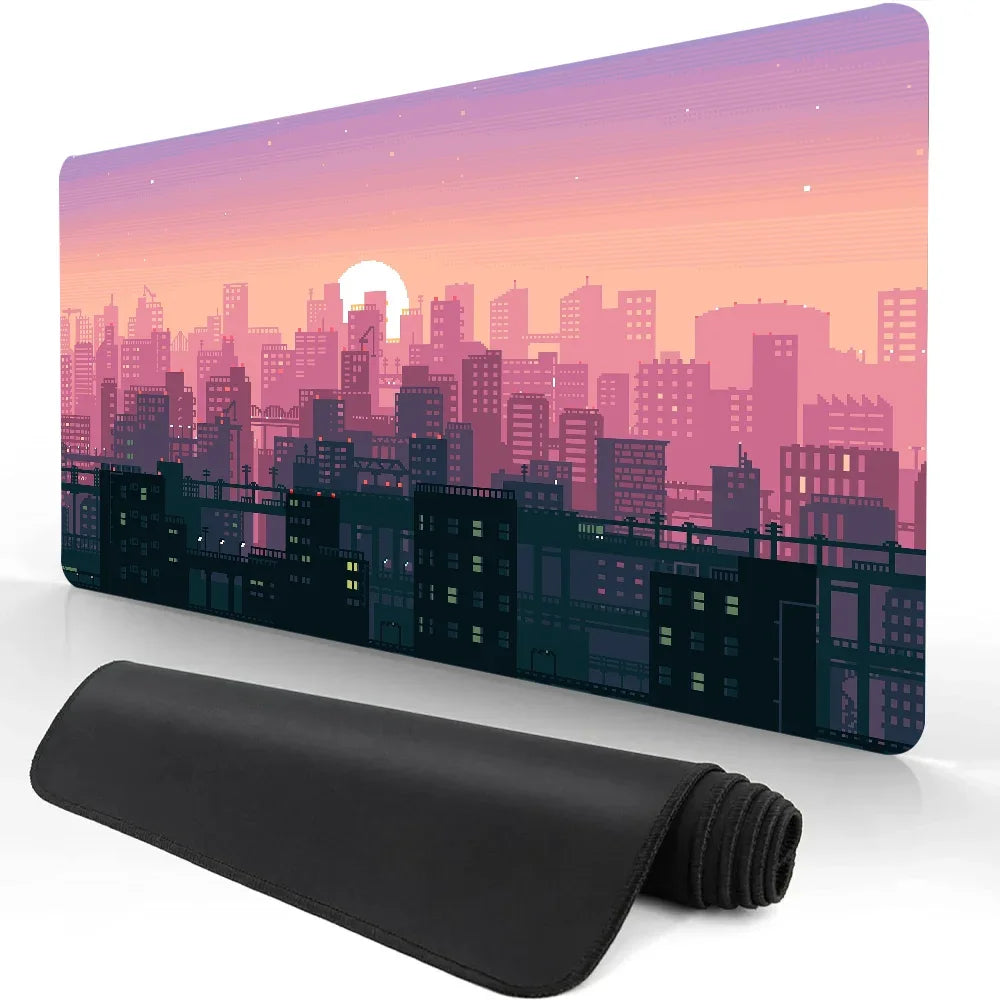 Heißer Verkauf Stadt Neon Pixel Große Maus Matte Gaming Mauspad Gamer Mauspads Gummi Tastatur Matten Schreibtisch Matten XXL Mauspads 900X400