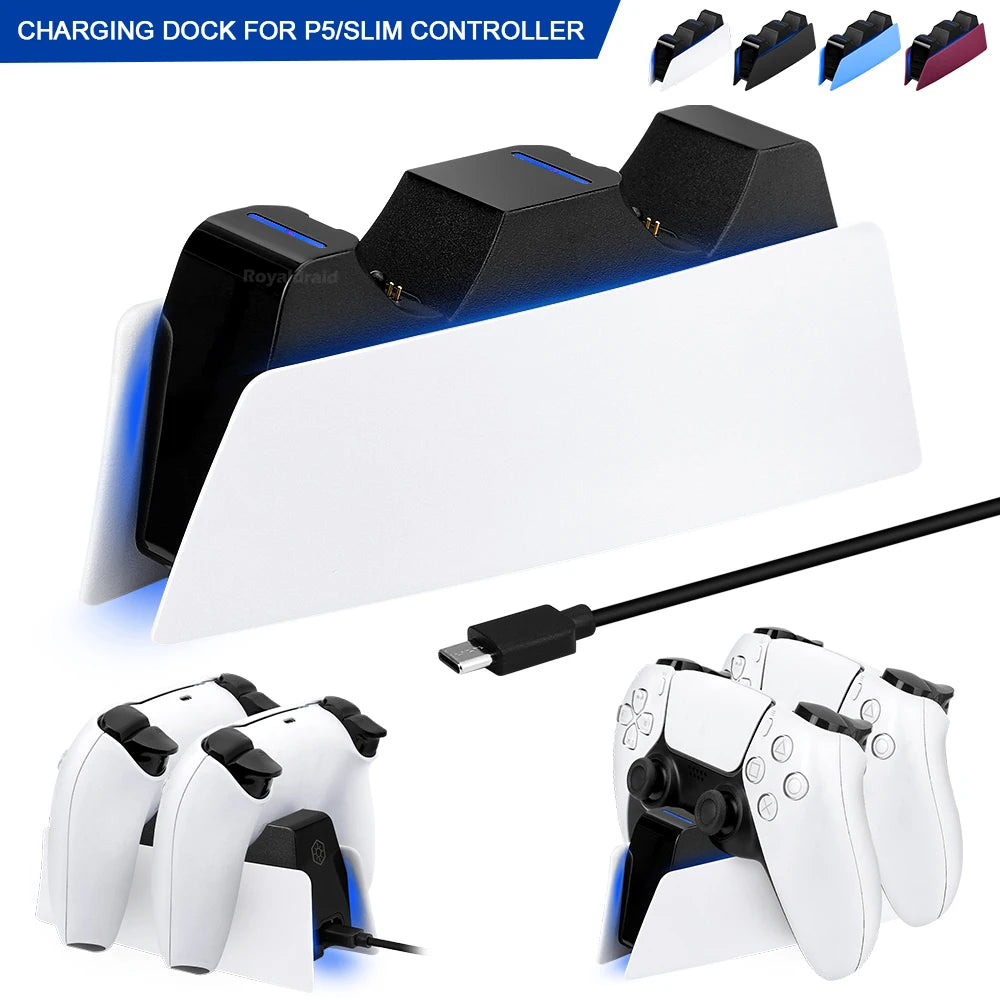 5 FARBEN für PS5-Controller, Ladestation, Dual-Schnellladestation für PS5, Typ C und PS5-Edge-Game-Controller mit LED-Anzeige