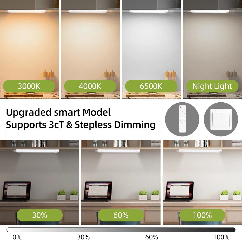 Fernbedienung LED Schrank Lampen Dimmbare Küche Schrank Lampe LED Anschließbare Rohr Licht Bar Für Home Schlafzimmer Kleiderschrank Beleuchtung