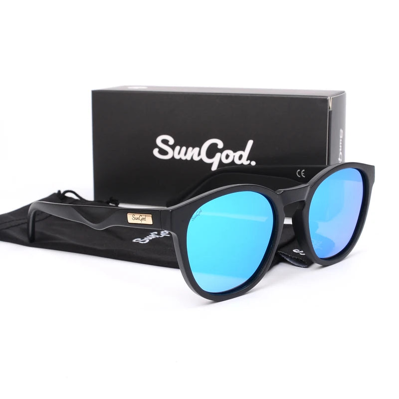 SUNGOD Blaue Spiegel Sonnenbrille Männer Polarisierte Linse Brillen Vintage Fashion Square männer Sonnenbrille SPORT