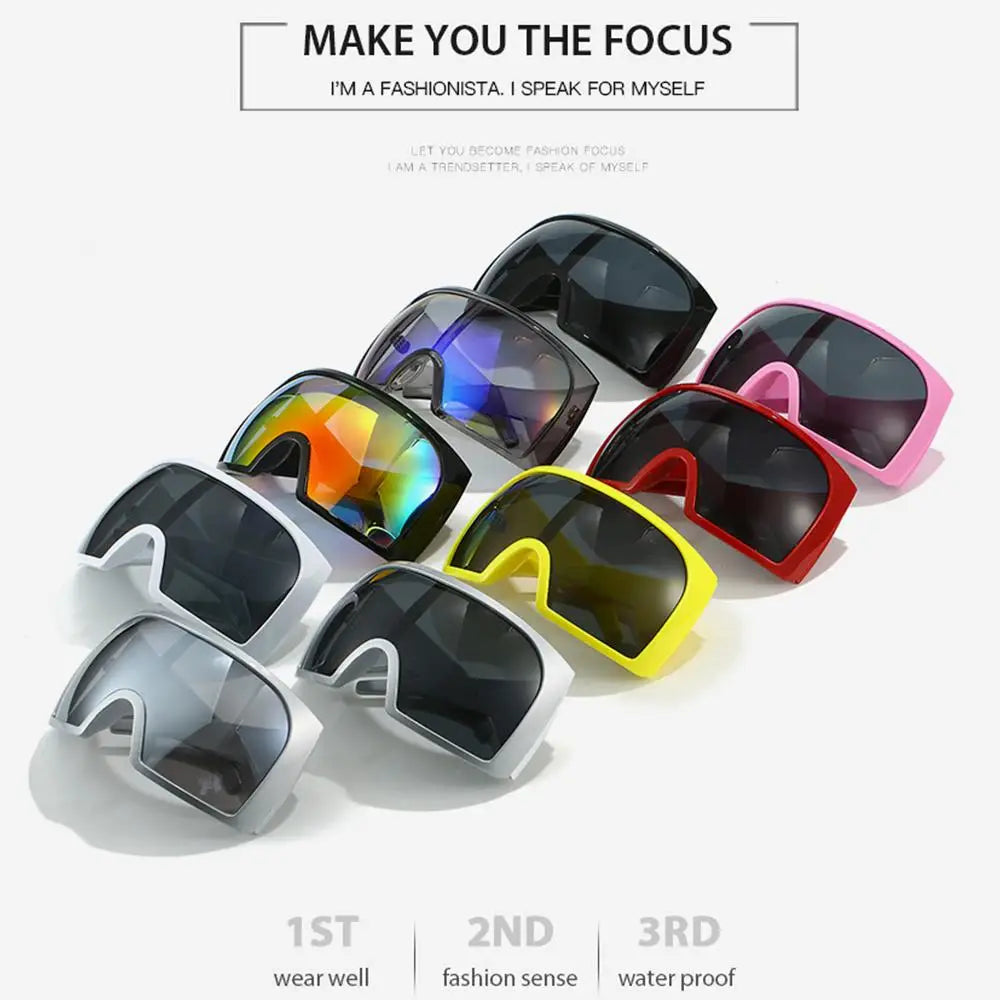 Futuristische Wrap-Around-Sonnenbrille Rave gebogene Linse UV400-Schutz 2000er Brillen übergroße Y2K-Sonnenbrille für Frauen und Männer