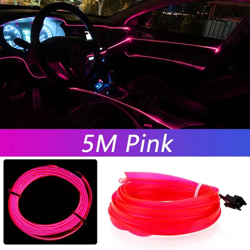 5m Auto Innenraum LED-Streifen Licht Neon El Verkabelung dekorative Lampe für Auto DIY flexible Umgebungs licht USB Party Atmosphäre Diode