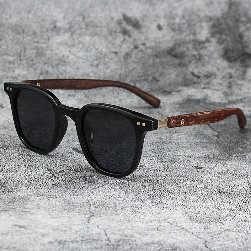 Sonnenbrille für Männer und Frauen, trendige Retro-Holzmaserung, polarisierte UV-Schutzbrille, Radfahren, Outdoor, Straßenfotografie, Sonnenbrille