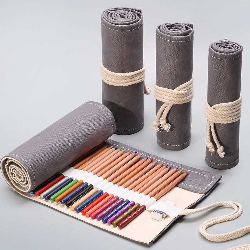 Bleistift Fall Schule Liefert student Kunst Stift Tasche Beutel Leinwand Stift Wrap Rolle Make-Up Kosmetik Pinsel Stift Lagerung Schreibwaren