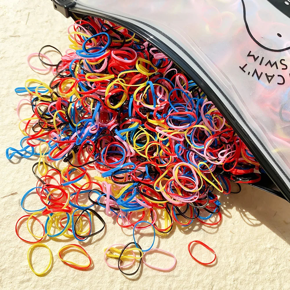 500/1000/2000 stücke Mädchen bunte Einweg Gummiband Haar gummis Stirnband Kinder Pferdes chwanz Halter Bänder Kinder Haarschmuck