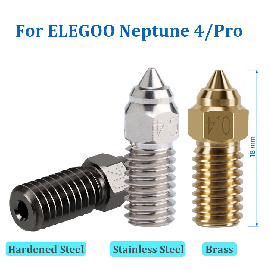 Für ELEGOO Neptune 4 Düsen aus gehärtetem Stahl, 1,75 mm Düsenlänge 18 mm, für Elegoo Neptune 4 Pro 3D-Drucker