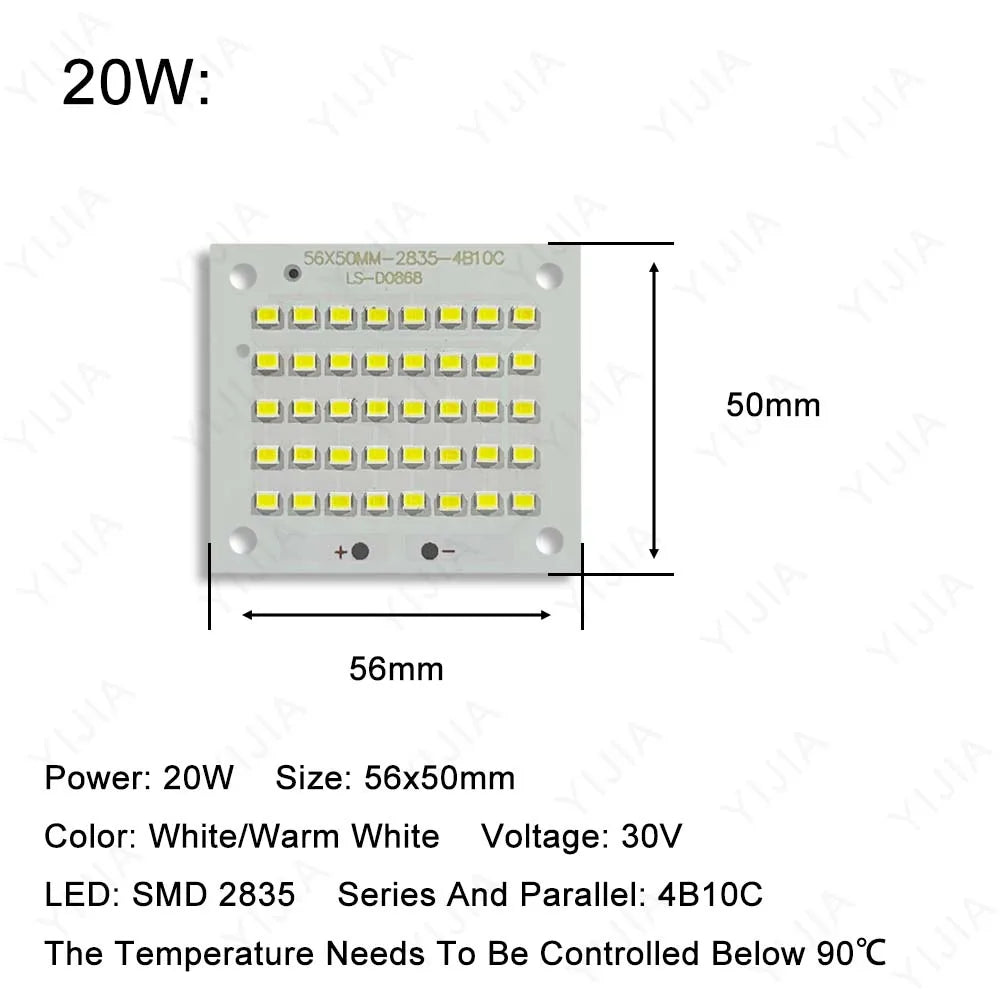 LED-Chip SMD2835 LED-Platine 10W 20W 30W 50W 100W 150W 200W DC30-34V Aluminiumsubstratbeleuchtung Außenflutlichtstrahler