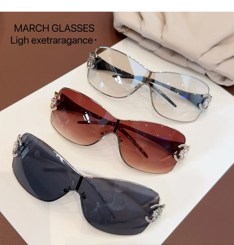Neue Verbundene Luxus Frauen Sonnenbrille Übergroßen Frau Sonnenbrille Schwarz Brillen Trendy Männer Glas Lentes De Sol Mujer 2025
