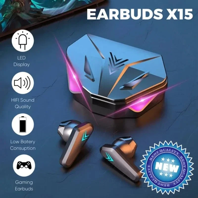 TWS Drahtloses Bluetooth-Headset, LED-Display, Gamer-Ohrhörer mit Mikrofon, kabellose Kopfhörer, Geräuschunterdrückung, Bluetooth-Kopfhörer X15