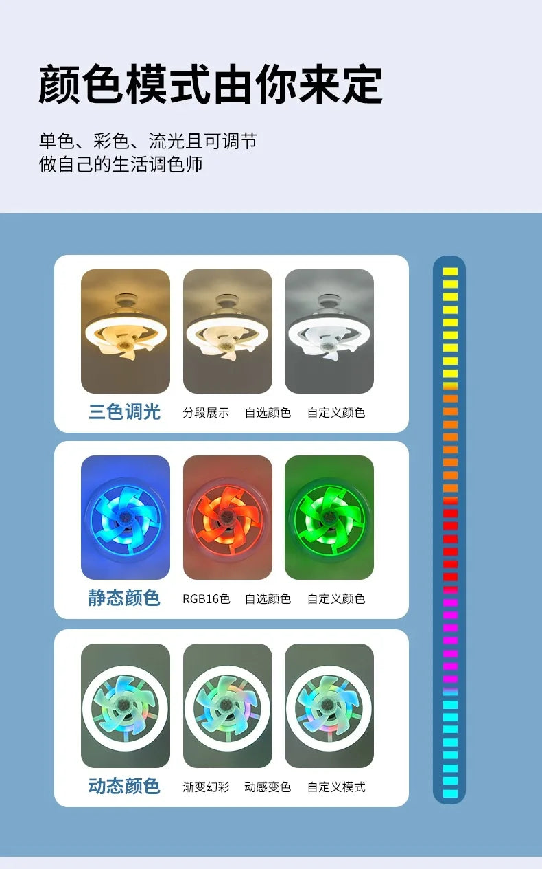 Neueste 360 ° bewegliche Kopf Decken ventilatoren Licht e27 LED-Fernbedienung RGB dreistufige Wind geschwindigkeit Wohnzimmer Esszimmer Schlafzimmer heiß