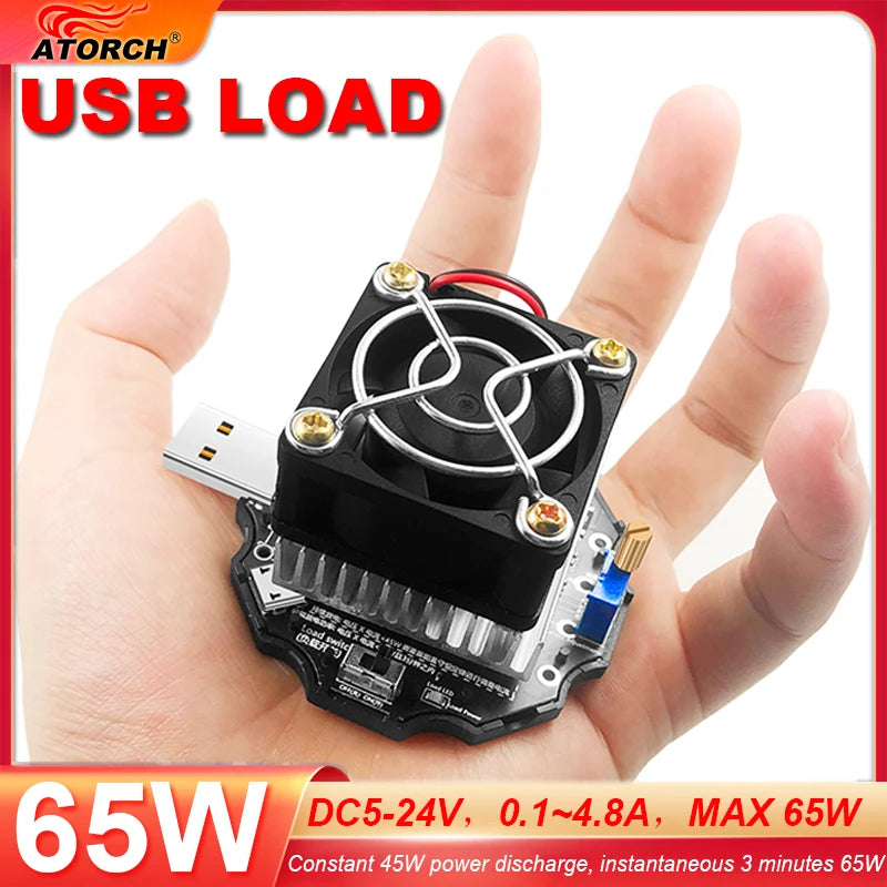 65W elektronischer Last-USB-Tester DC5-24V Typ-C Voltmeter-Tester mit PD3.1 Spannungsauslöser Ladegerät Power Bank Kapazitätsdetektor