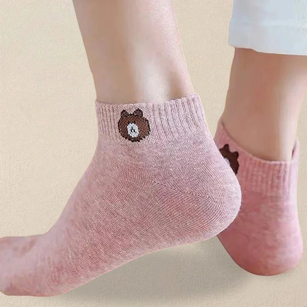 10 Paar Damen-Socken mit Cartoon-Muster, trendige und modische, vielseitige Socken, leichte, atmungsaktive, bequeme Freizeitsocken